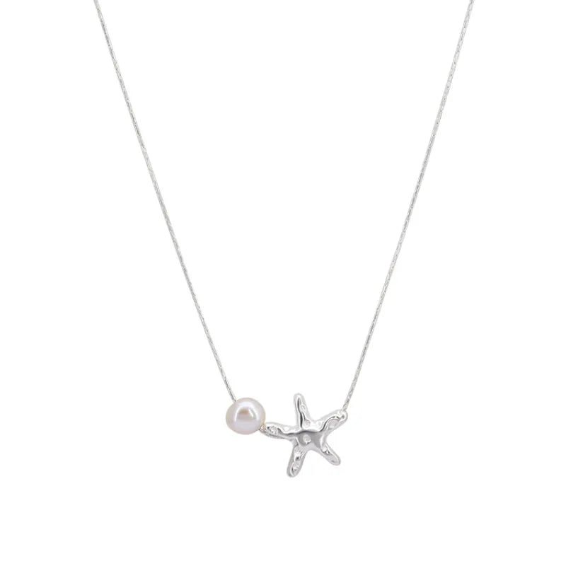 XIYANIKE Korean Starfish Pearl Pendant Necklace For Women Girl