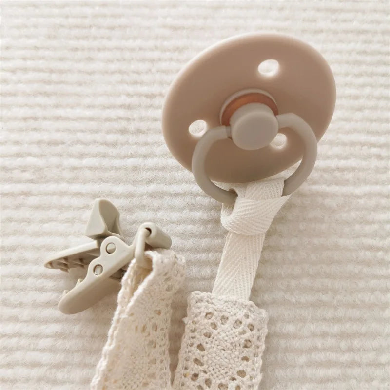 Lace Baby Pacifier Clip Chain Trendy Cloth & Plastic Pacifier Holder
