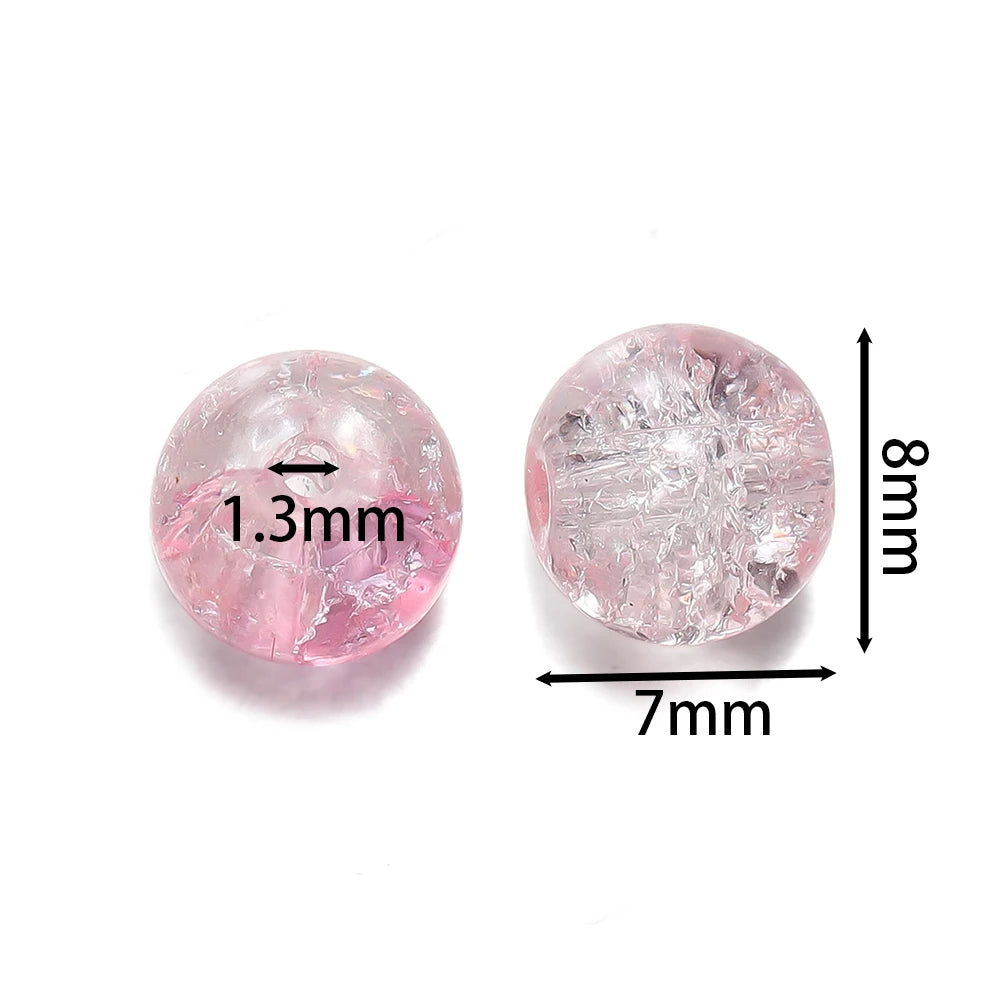 50/100pcs 8mm Glass Crackle Beads Loose Spacer Beads for Jewelry