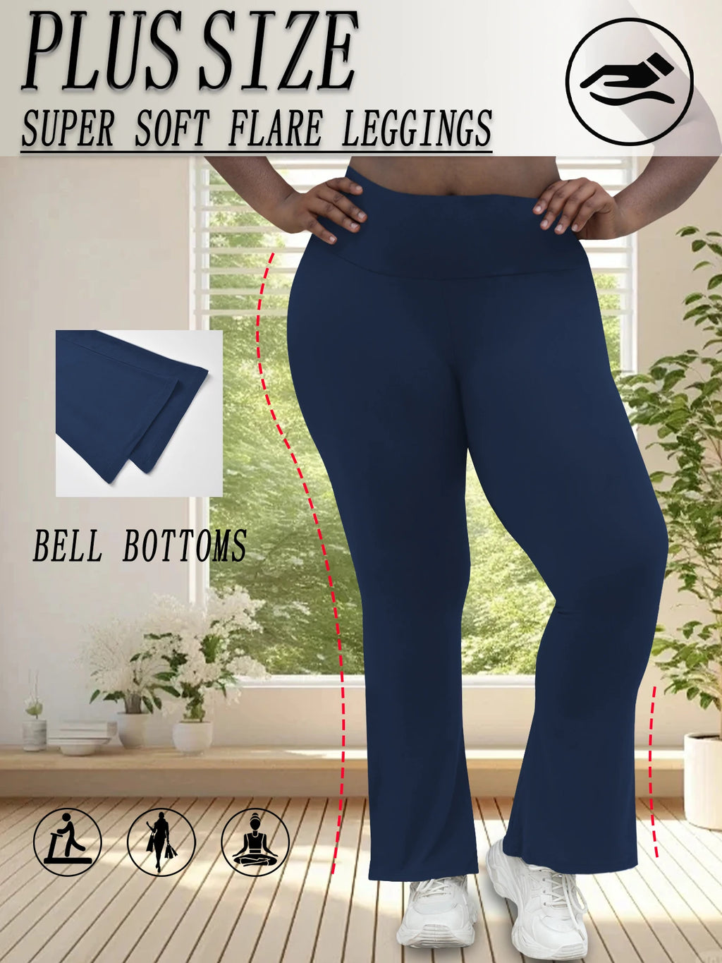 Plus Size Women's Super Soft High Waisted Flare Pants, Leggings Tummy