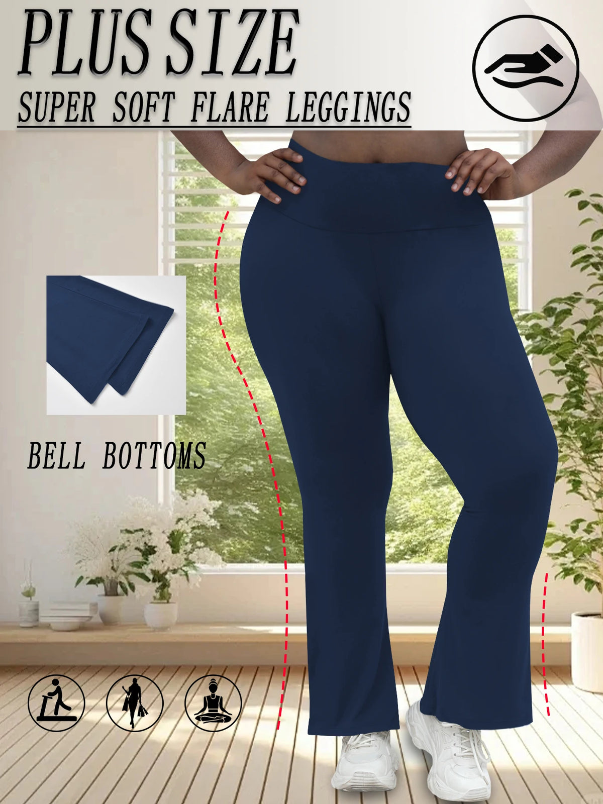 Plus Size Women's Super Soft High Waisted Flare Pants, Leggings Tummy