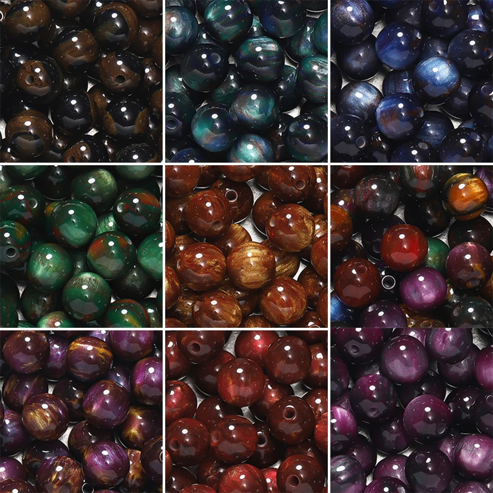 20-50pcs/lot Glitter Mitation Cat Eye Round Resin Bead Loose Beads for