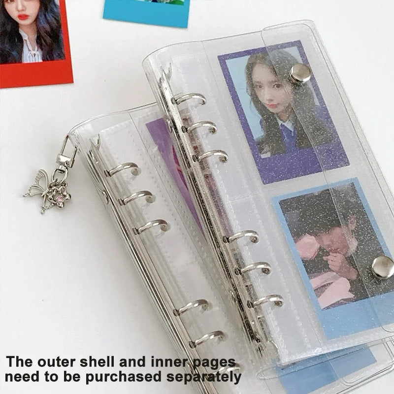 A6 Narrow Loose Leaf Binder Cover 10Pcs 1-2 Grid Storage Bags