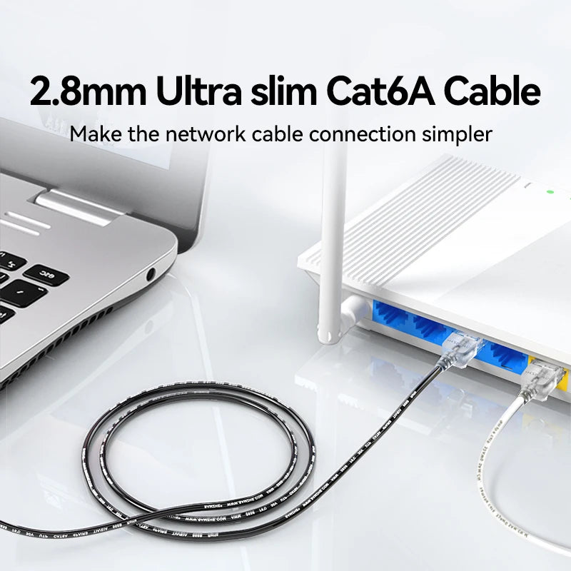 SAMZHE Slim Cat6A RJ45 Internet Cable High Speed 10Gbps 31AWG Support