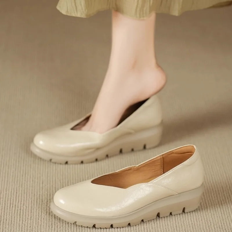 2025 French-style Shallow-mouthed Women's Single Shoes, Round-toed