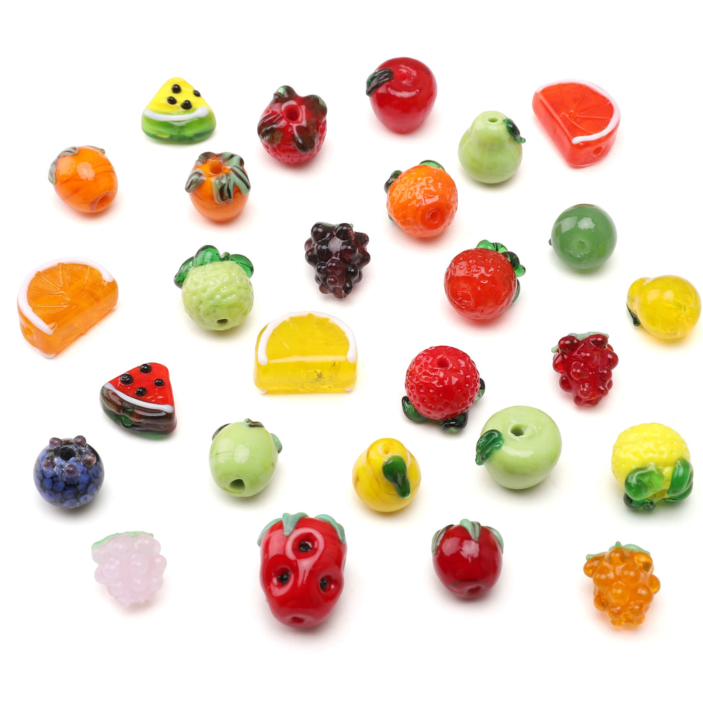 Fruit Beads Gass Beads Cute Loose Spacer Beading Lemon for Earring