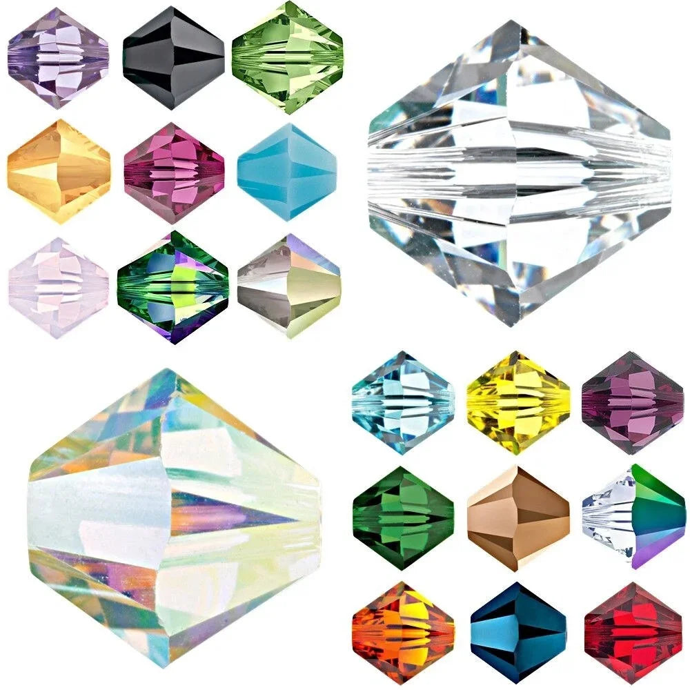 100PCS 4MM Shiny Faceted Austria Crystal Beads Bicone Beads Loose