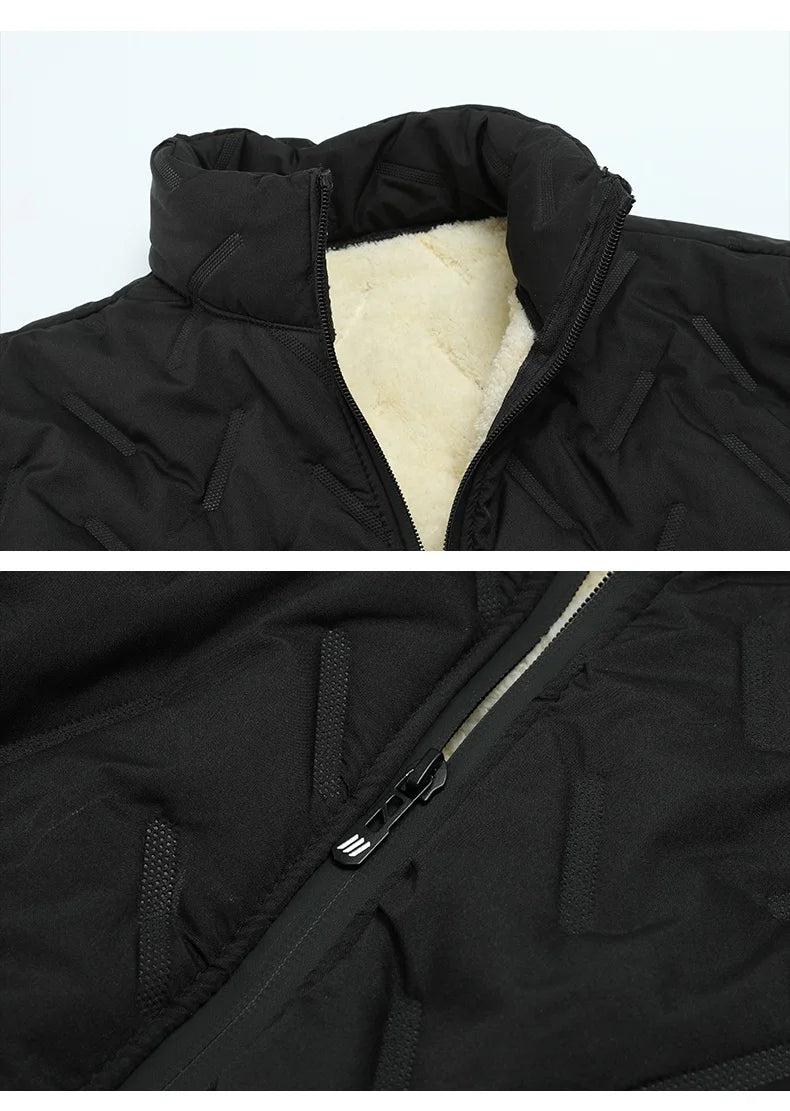Men Winter Fleece‑Lined Tracksuit, 2‑Piece Casual Running Outdoor Set,