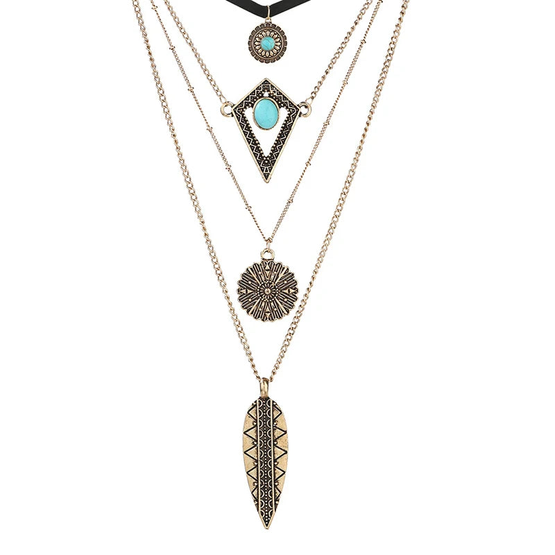 Fashion Bohemian Long Chain Necklace Women Collares Collier Vintage