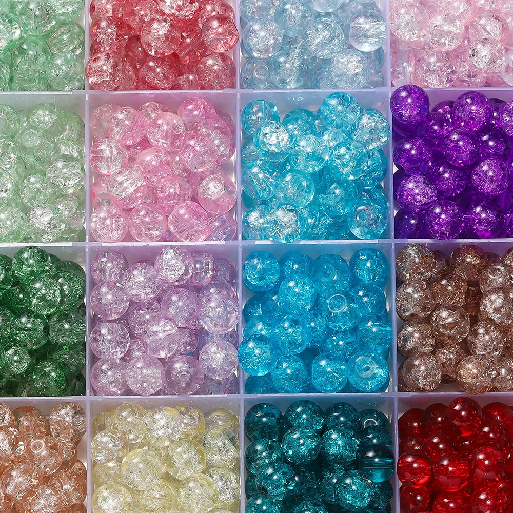 50/100pcs 8mm Glass Crackle Beads Loose Spacer Beads for Jewelry
