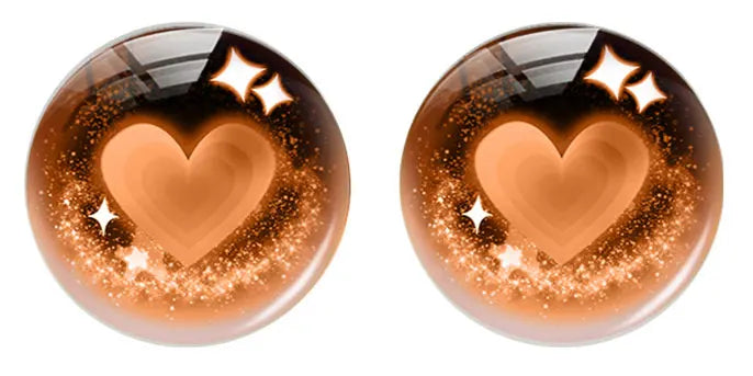5pairs/lot Round Brown Heart Eyes Pupils Photo Glass Cabochon Cartoon