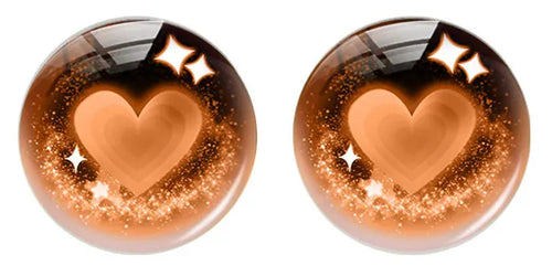5pairs/lot Round Brown Heart Eyes Pupils Photo Glass Cabochon Cartoon