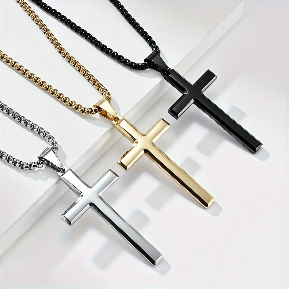 1PC Stainless Steel Minimalism Christian Prayer Necklace for Boys