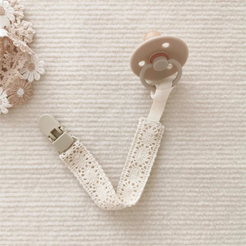 Lace Baby Pacifier Clip Chain Trendy Cloth & Plastic Pacifier Holder