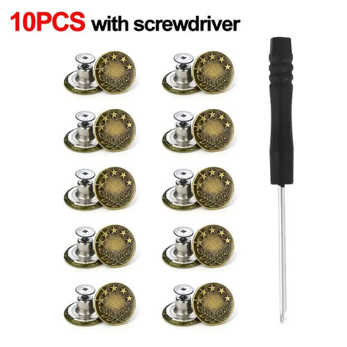 10pcs/Pack 17mm Adjustable Nail-Free Jeans Waist Extender Buttons