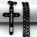Hip Hop Cross Stainless Steel Chain Necklaces Gold Color Long Pendant