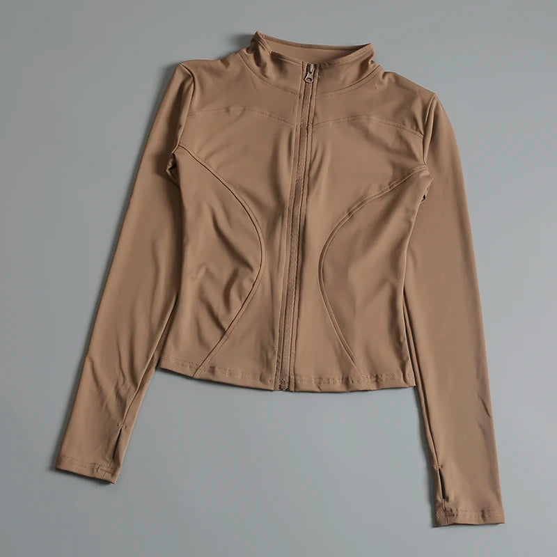 Women Zip Fitness Yoga Shirt Long Sleeve Sports Jacket Gym Top