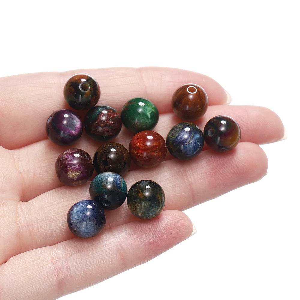 20-50pcs/lot Glitter Mitation Cat Eye Round Resin Bead Loose Beads for