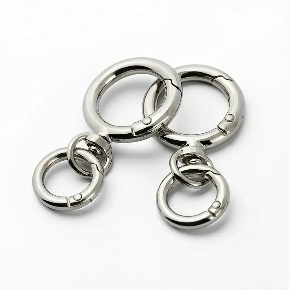 2Sets Round Spring Snap Carabiner Clip O Rings Swivel Trigger Hook