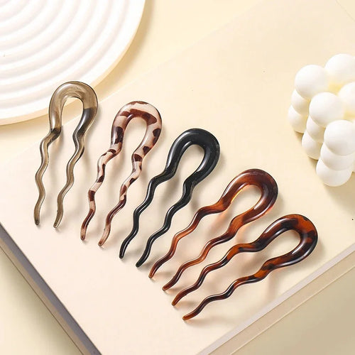 U-Shaped Hair Fork Fashion Tortoiseshell Acetate Acrylic Hairpin