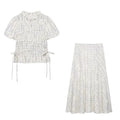 TFAFXY 2026 Summer Bow Plaid Embroidered Blouse Women Sets A-line Midi