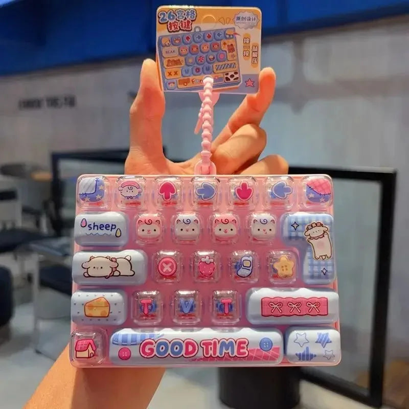 26Grid Keycap Clicker Anti Stress Fidget /;Keyboard Keychain
