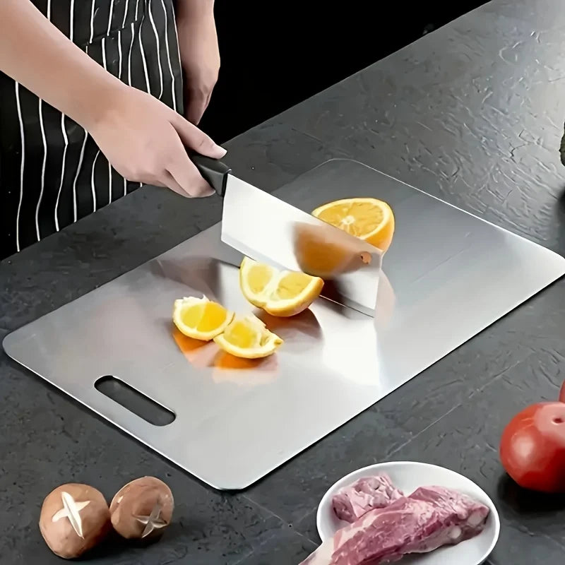 2pcs Stainless Steel Cutting Board Set - Heavy Duty Non-Slip for Meat
