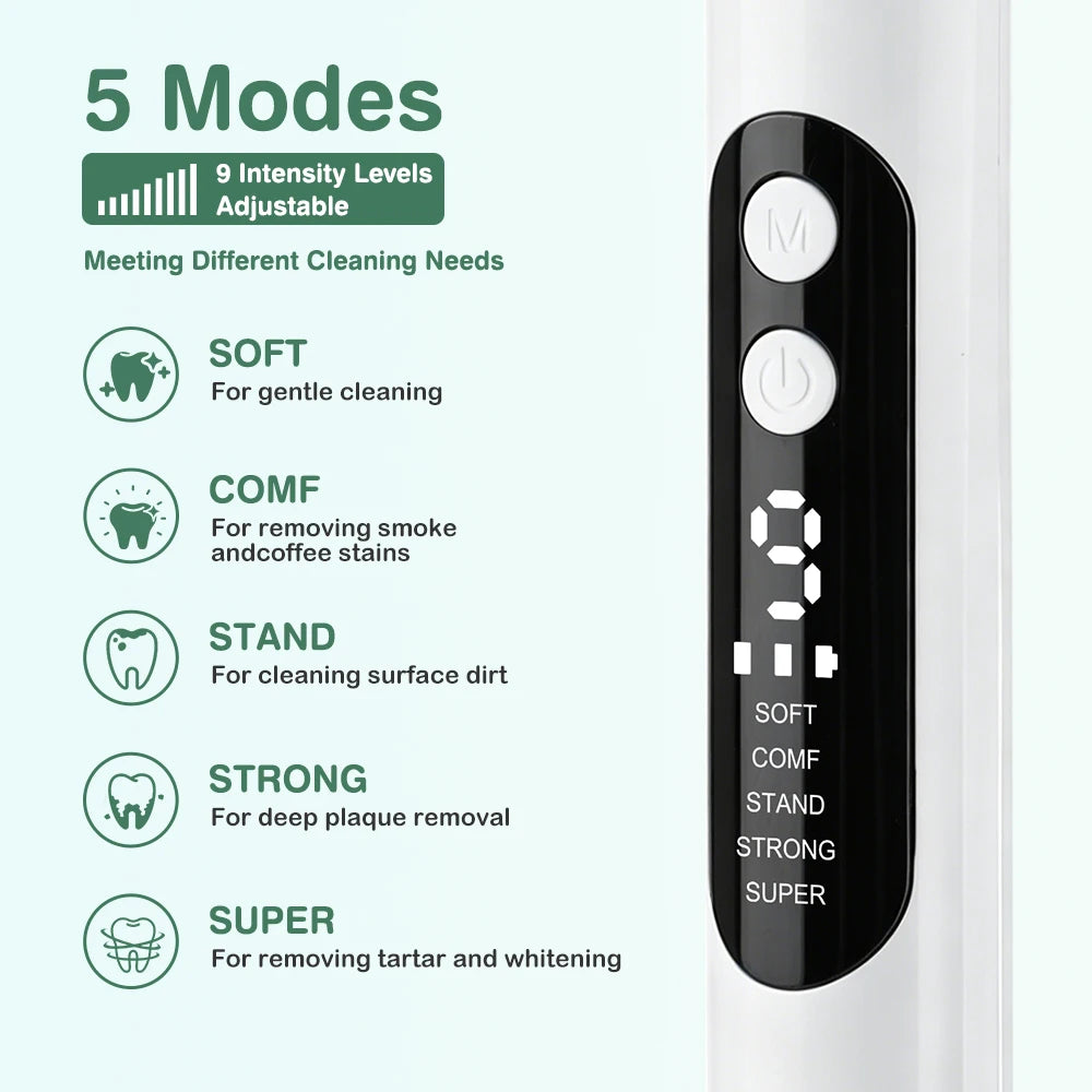 Intelligent Ultrasonic Dental Scaler Teeth Tartar Remover 5 Modes