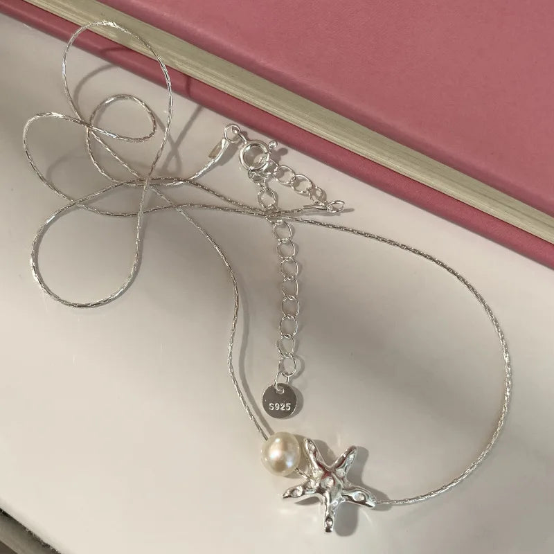 XIYANIKE Korean Starfish Pearl Pendant Necklace For Women Girl