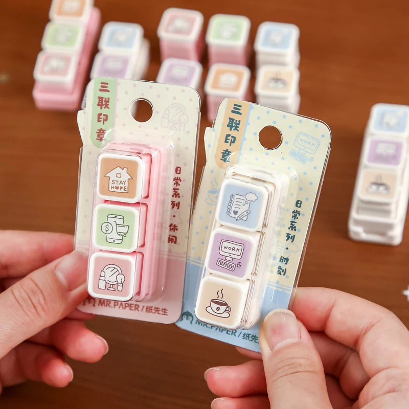 3pcs/set Kawaii Leisure Time Theme Cute Seal Sketching Decoration