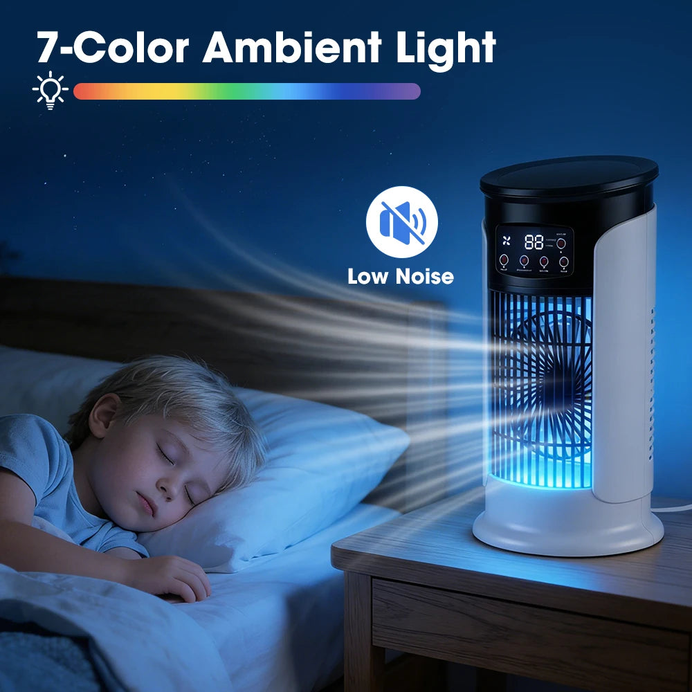Portable Air Conditioning Fan 6 Speeds USB Mini Air Conditioner Timing