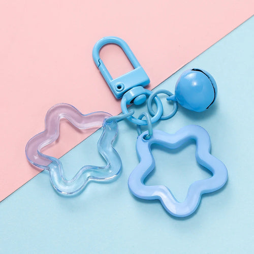 1pc Acrylic Star Keychains with Small Bell Shaped Hollow Pentagram