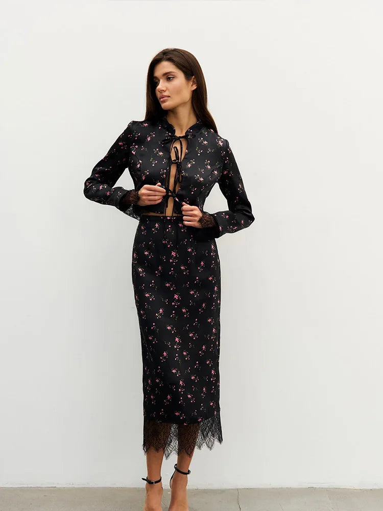CNYISHE Prints Suits 2-Pieces(Tops+Skirts) Women Sets Fashion Casual