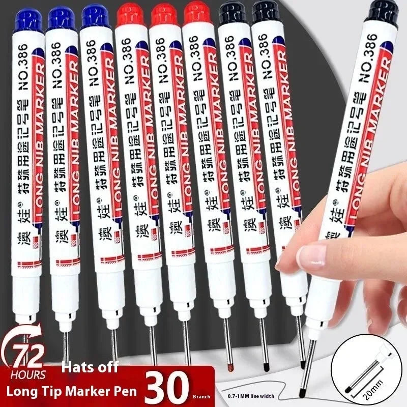 4/12 Pcs Waterproof Long Head Markers Deep Hole Marker Pen for Metal