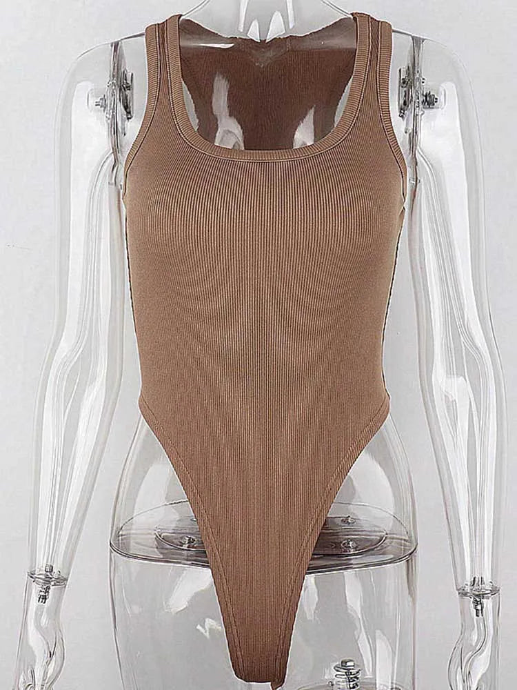 Sleeveless Knit Bodysuit 2024 Hot Summer Sexy Bodycon Off Shoulder