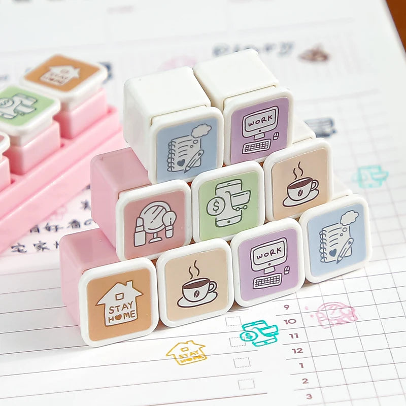 3pcs/set Kawaii Leisure Time Theme Cute Seal Sketching Decoration