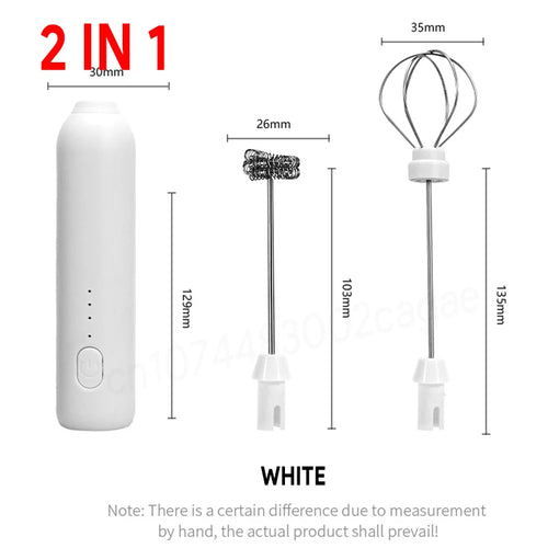 2 In 1 Electric Milk Frother + Egg Beater Wireless Type-C Charging 3