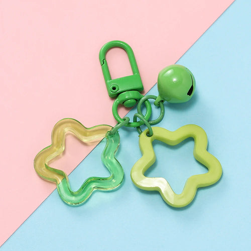 1pc Acrylic Star Keychains with Small Bell Shaped Hollow Pentagram