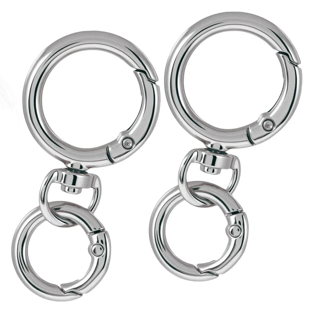 2Sets Round Spring Snap Carabiner Clip O Rings Swivel Trigger Hook