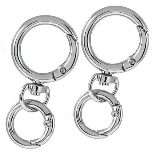 2Sets Round Spring Snap Carabiner Clip O Rings Swivel Trigger Hook