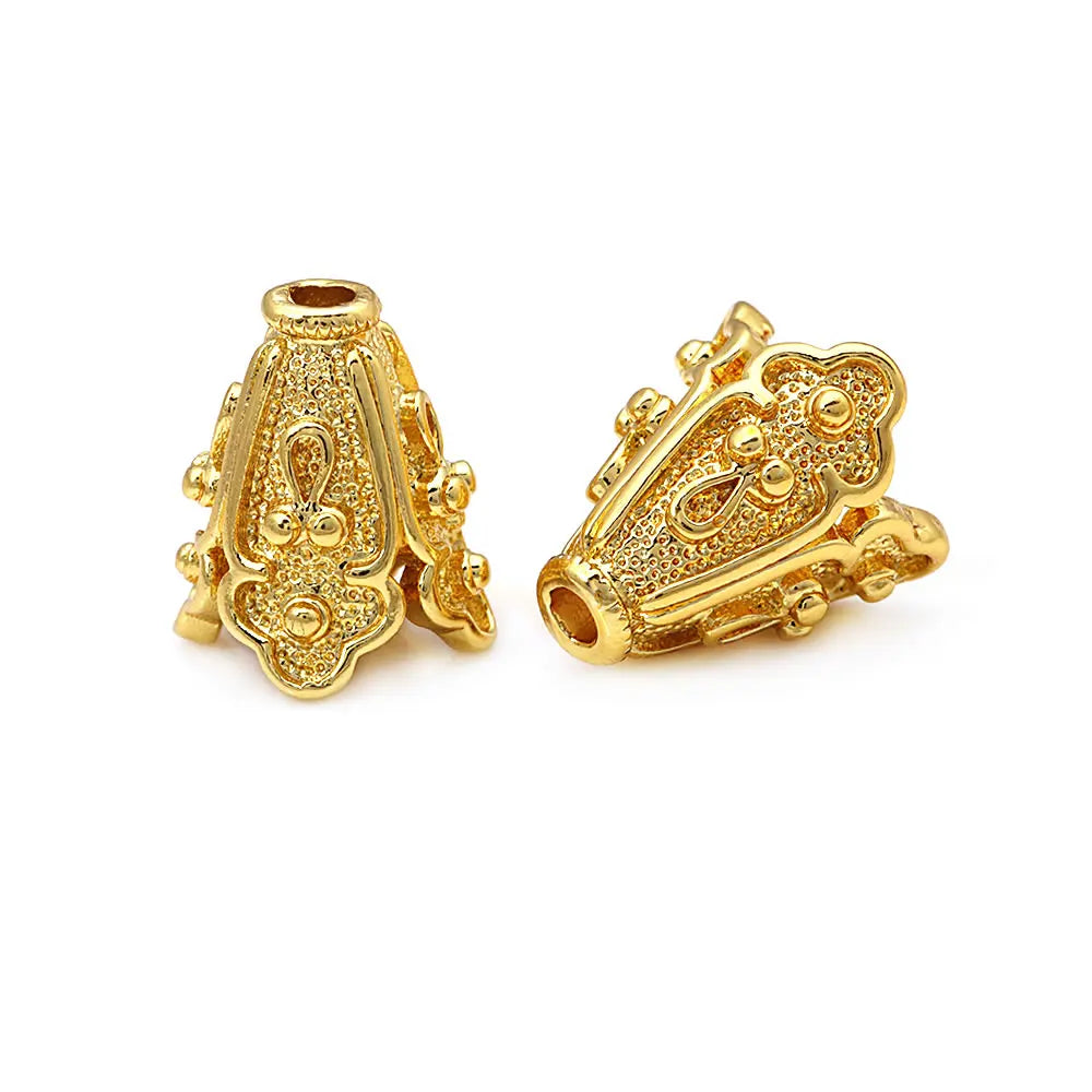 10PCS 18K Gold Color Brass Speaker Shape Beads Caps High Quality Diy