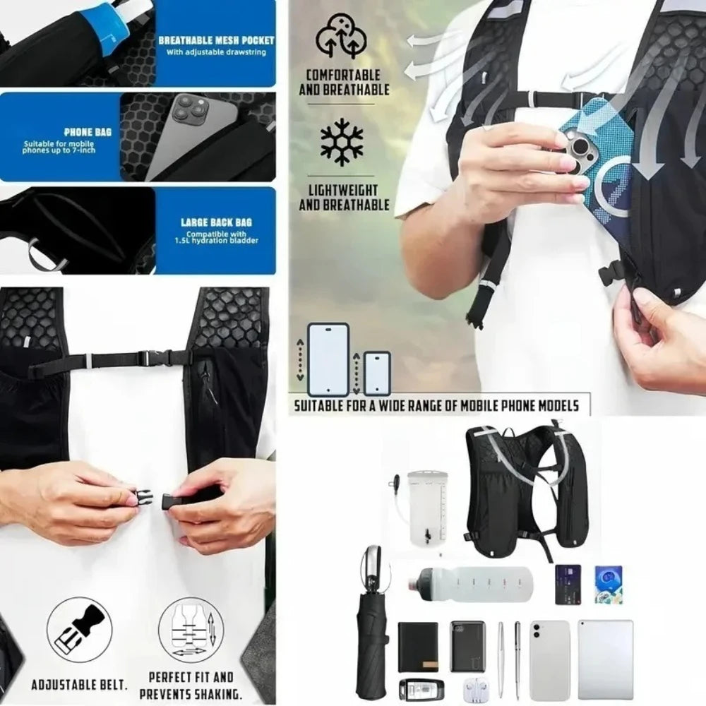Running Hydration Vest for Women and Men, Water-Resistant, Breathable,