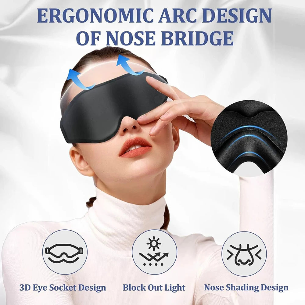 3D Eye Mask, Comfortable & Breathable Sleep Mask with Nose Pad,