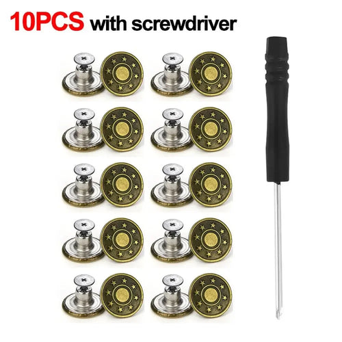 10pcs/Pack 17mm Adjustable Nail-Free Jeans Waist Extender Buttons
