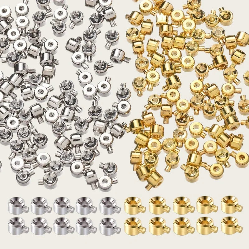 20Pcs 3×4mm Copper Position Clasp Buckles Equipped with Bead Caps