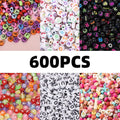 500/300pcsAcrylic Alphabet Cube Beads, Assorted A-Z Letter Spacer