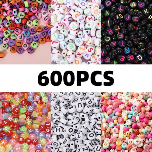500/300pcsAcrylic Alphabet Cube Beads, Assorted A-Z Letter Spacer
