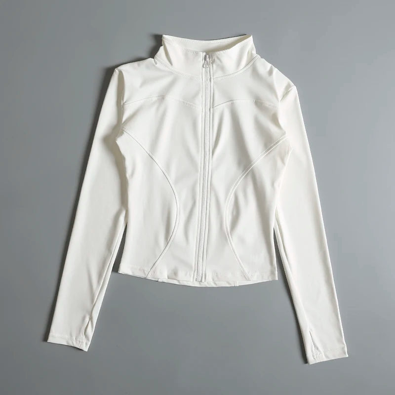 Women Zip Fitness Yoga Shirt Long Sleeve Sports Jacket Gym Top