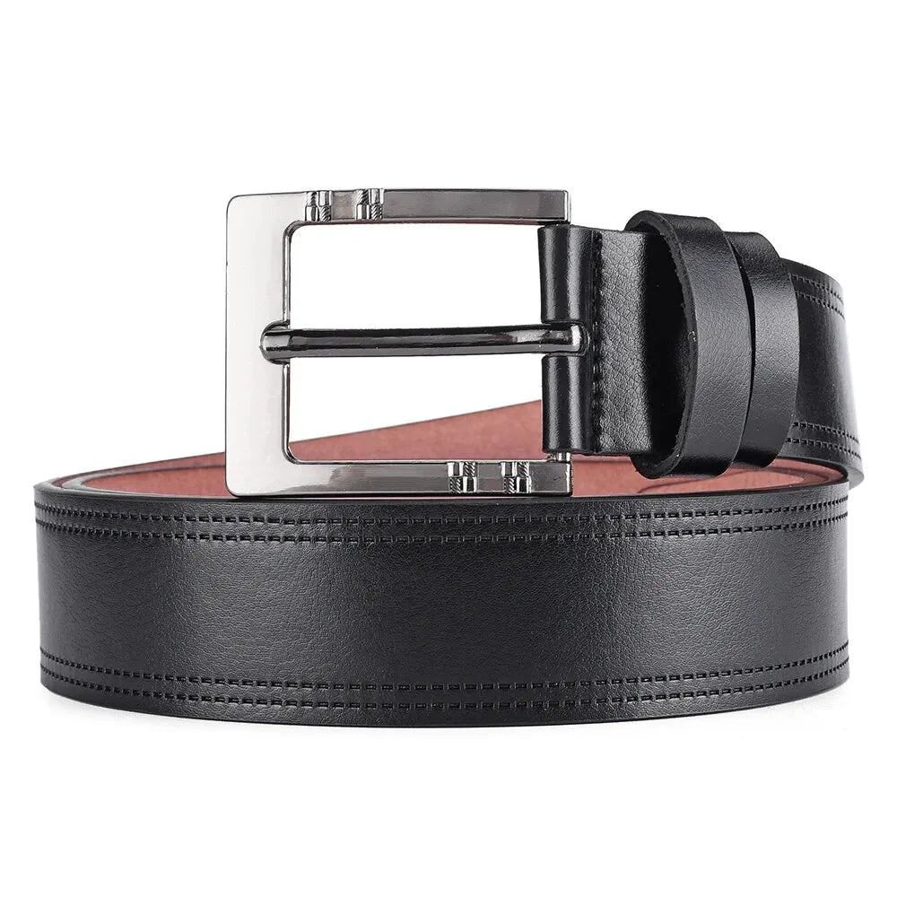Genuine Leather For Men's High Quality Buckle Jeans Cowskin Casual