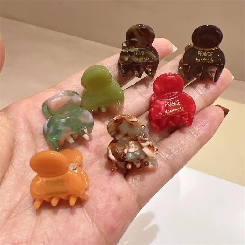 2Pcs/Set Mini 2cm Acetate Small Hair Claw Side Pins Acetate Hair Crabs